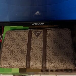 Guess Brown Logo Wristlet